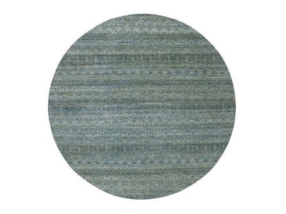 Modern / Contemporary hand-knotted wool rug in Blue, 7'11" x 7'11" — SKU O077111