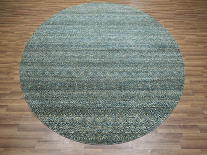 Modern / Contemporary hand-knotted wool rug in Blue, 7'11" x 7'11" — SKU O077111 (view 2)