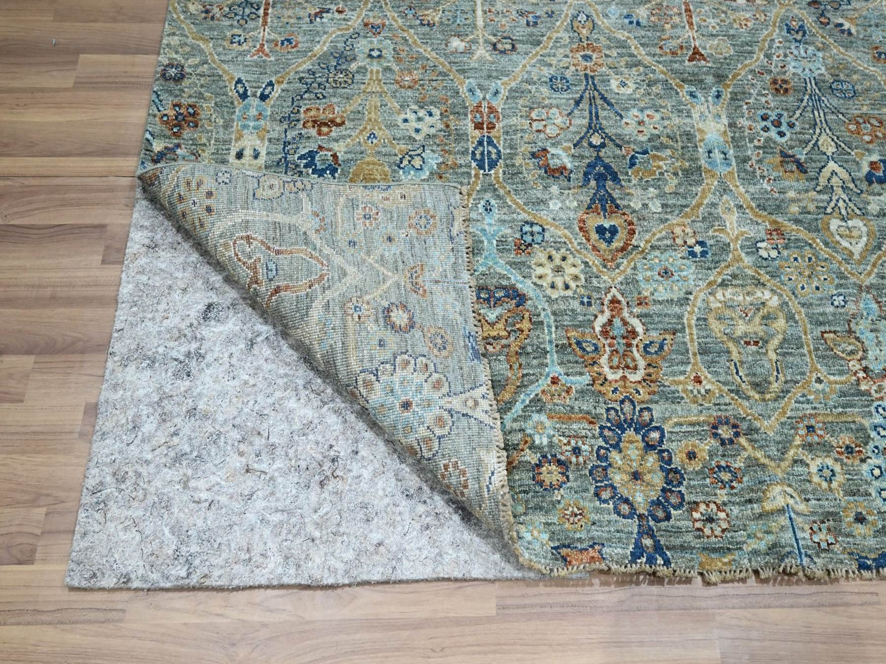 Agra Oushak hand-knotted wool rug in Green, 6'1" x 8'11" — SKU O077112 (view 4)