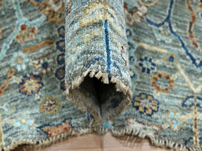 Agra Oushak hand-knotted wool rug in Green, 6'1" x 8'11" — SKU O077112 (view 5)