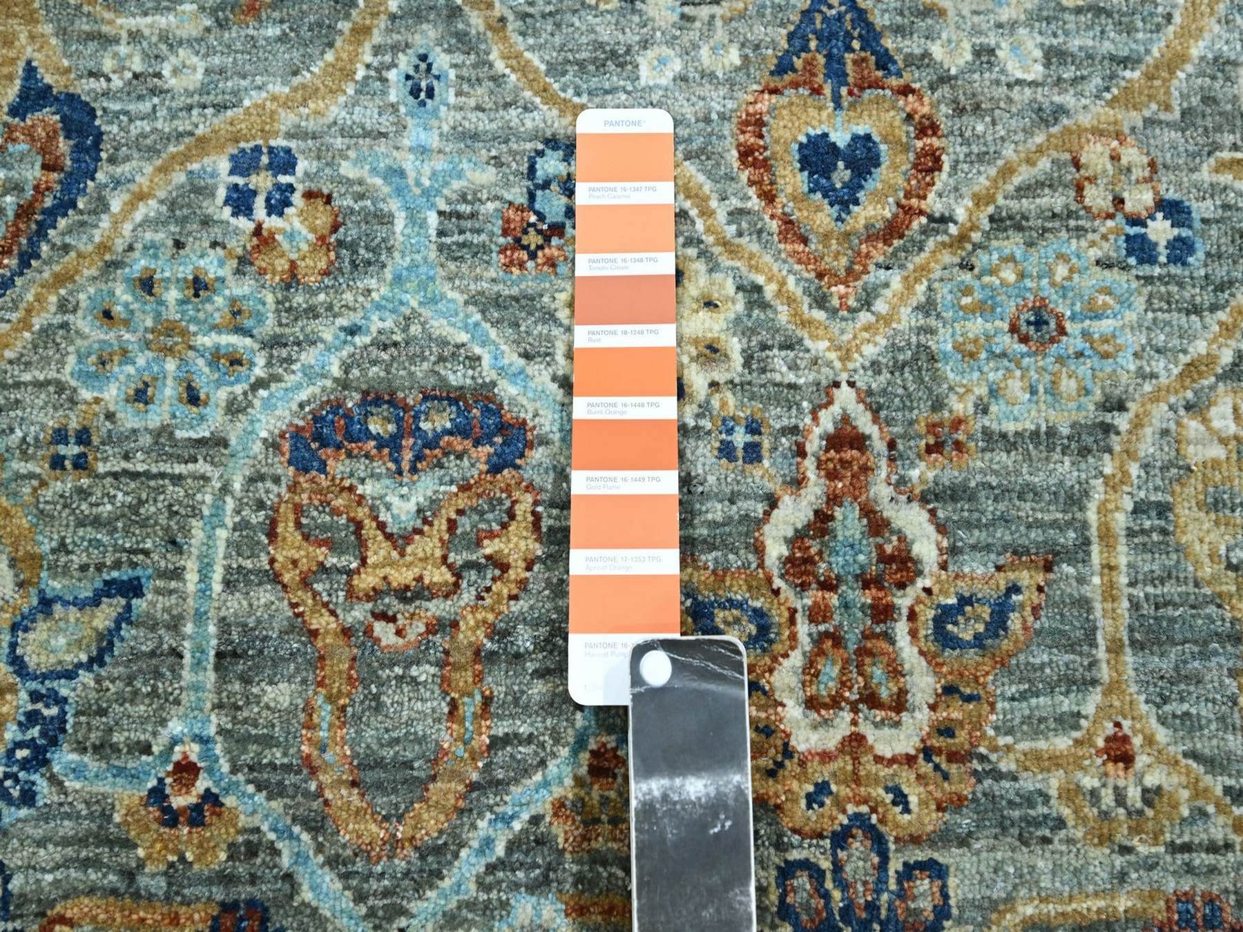 Agra Oushak hand-knotted wool rug in Green, 6'1" x 8'11" — SKU O077112 (view 7)