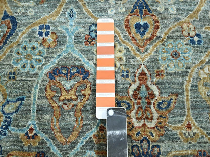 Agra Oushak hand-knotted wool rug in Green, 6'1" x 8'11" — SKU O077112 (view 7)