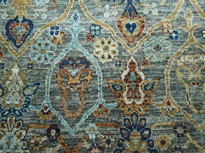 Agra Oushak hand-knotted wool rug in Green, 6'1" x 8'11" — SKU O077112 (view 8)