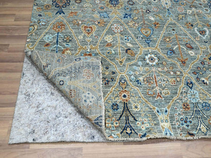 Agra Oushak hand-knotted wool rug in Green, 5'1" x 7' — SKU O077113 (view 3)