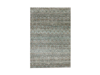 Modern / Contemporary hand-knotted wool rug in Green, 4'1" x 6'1" — SKU O077115