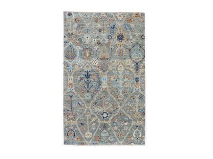 Agra Oushak hand-knotted wool rug in Green, 3' x 5' — SKU O077116