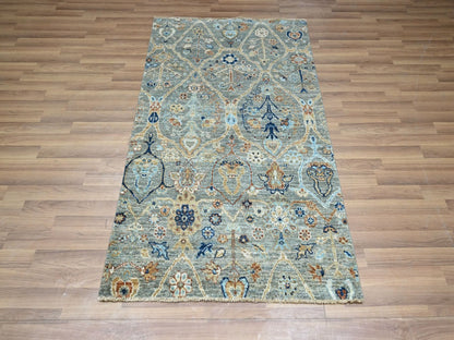 Agra Oushak hand-knotted wool rug in Green, 3' x 5' — SKU O077116 (view 2)