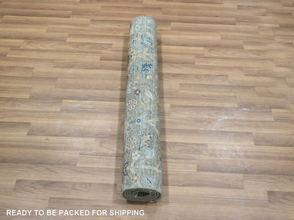 Agra Oushak hand-knotted wool rug in Green, 3' x 5' — SKU O077116 (view 5)