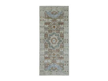 Mamluk Mamluk hand-knotted wool runner in Green, 2'6" x 6'1" — SKU O077118