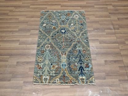 Agra Oushak hand-knotted wool rug in Green, 2' x 3' — SKU O077119 (view 2)