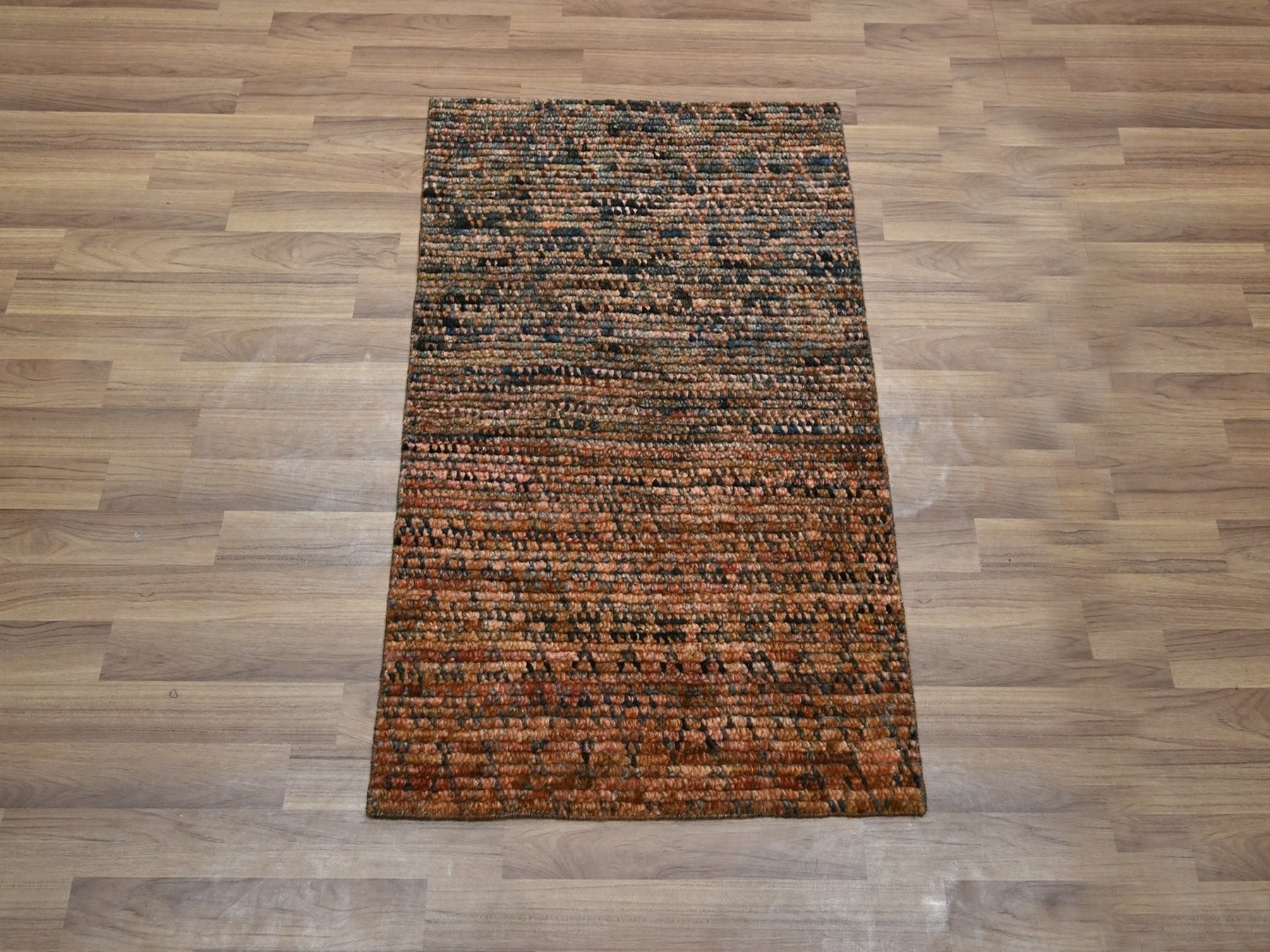 Modern / Contemporary hand-knotted wool rug in Brown, 2' x 3' — SKU O077120 (view 2)