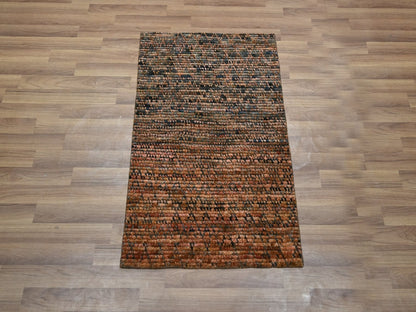 Modern / Contemporary hand-knotted wool rug in Brown, 2' x 3' — SKU O077120 (view 2)