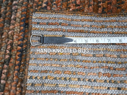 Modern / Contemporary hand-knotted wool rug in Brown, 2' x 3' — SKU O077120 (view 4)