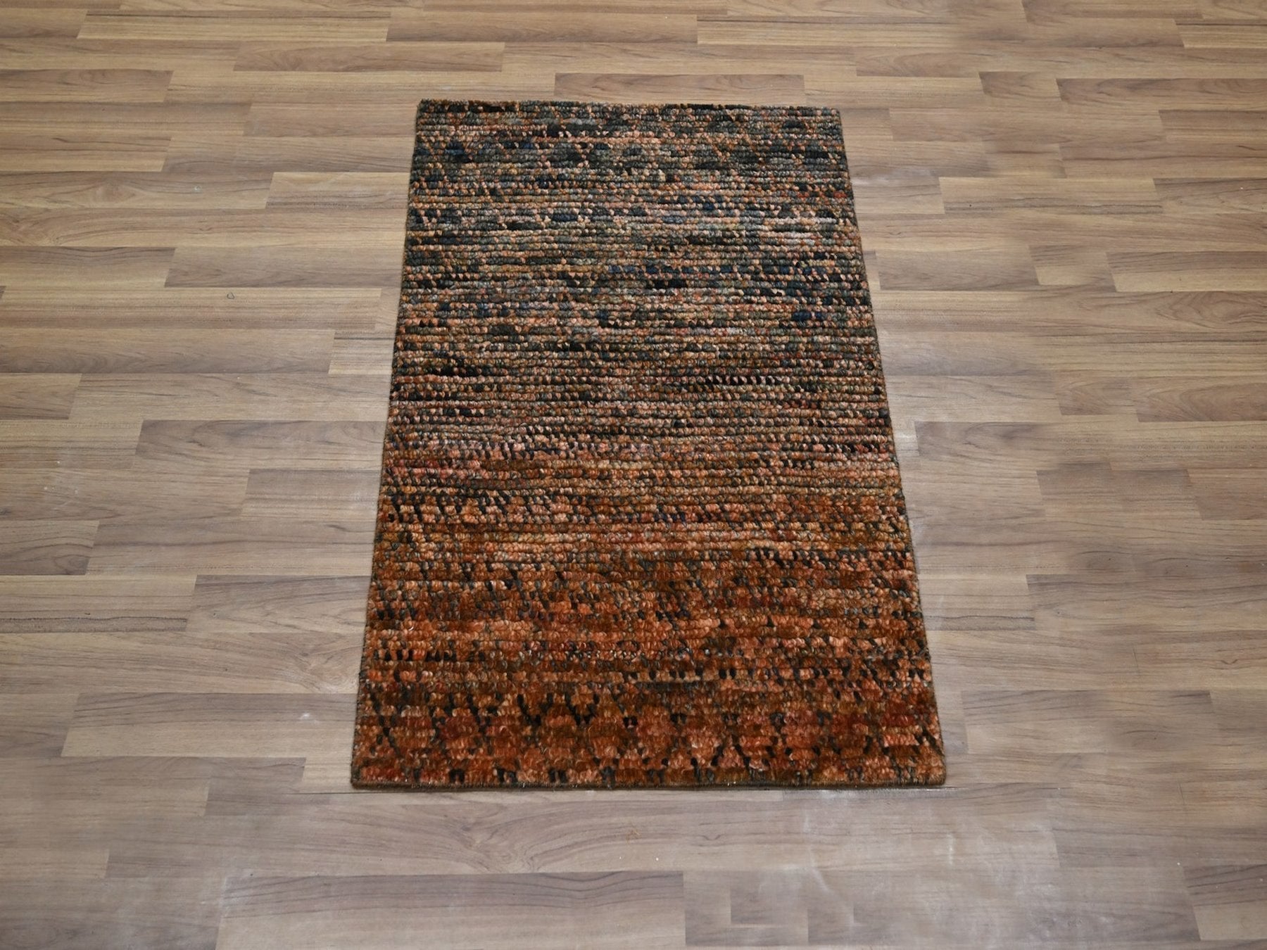 Modern / Contemporary hand-knotted wool rug in Brown, 2' x 3' — SKU O077121 (view 2)