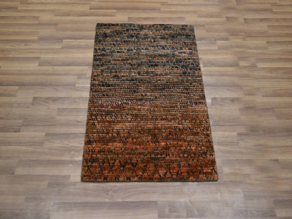 Modern / Contemporary hand-knotted wool rug in Brown, 2' x 3' — SKU O077121 (view 2)