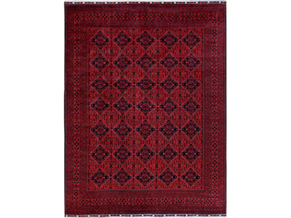 Tribal & Geometric hand-knotted wool rug in Red, 9'9" x 12'8" — SKU O0774