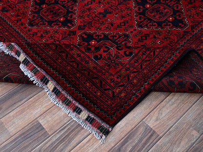 Tribal & Geometric hand-knotted wool rug in Red, 9'9" x 12'8" — SKU O0774 (view 6)