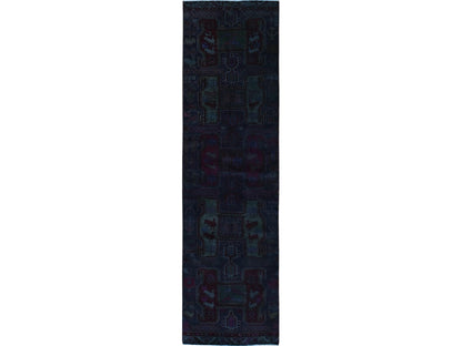 Hamadan Vintage hand-knotted wool runner in Overdyed, 2'11" x 9'9" — SKU O0778