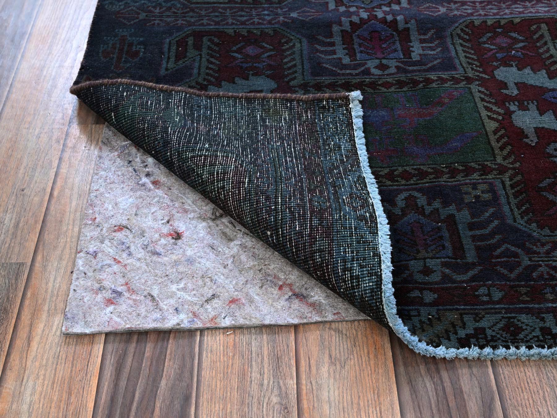 Hamadan Vintage hand-knotted wool runner in Overdyed, 2'11" x 9'9" — SKU O0778 (view 3)