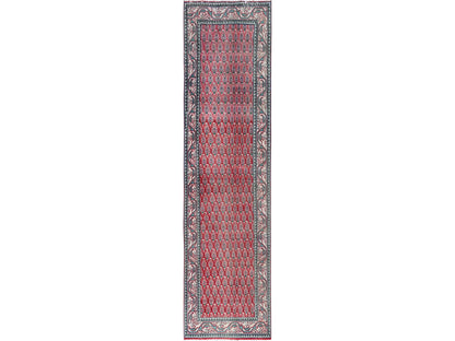Tabriz Vintage hand-knotted wool runner in Red & Ivory, 3'2" x 12'4" — SKU O0779