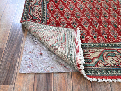 Tabriz Vintage hand-knotted wool runner in Red & Ivory, 3'2" x 12'4" — SKU O0779 (view 3)
