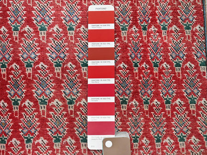 Tabriz Vintage hand-knotted wool runner in Red & Ivory, 3'2" x 12'4" — SKU O0779 (view 4)