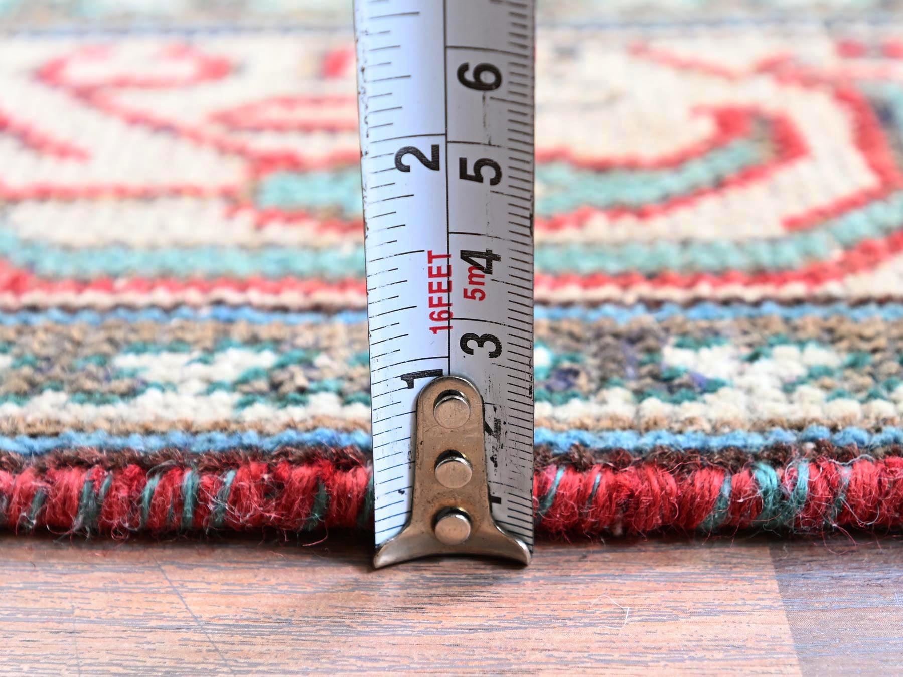 Tabriz Vintage hand-knotted wool runner in Red & Ivory, 3'2" x 12'4" — SKU O0779 (view 6)