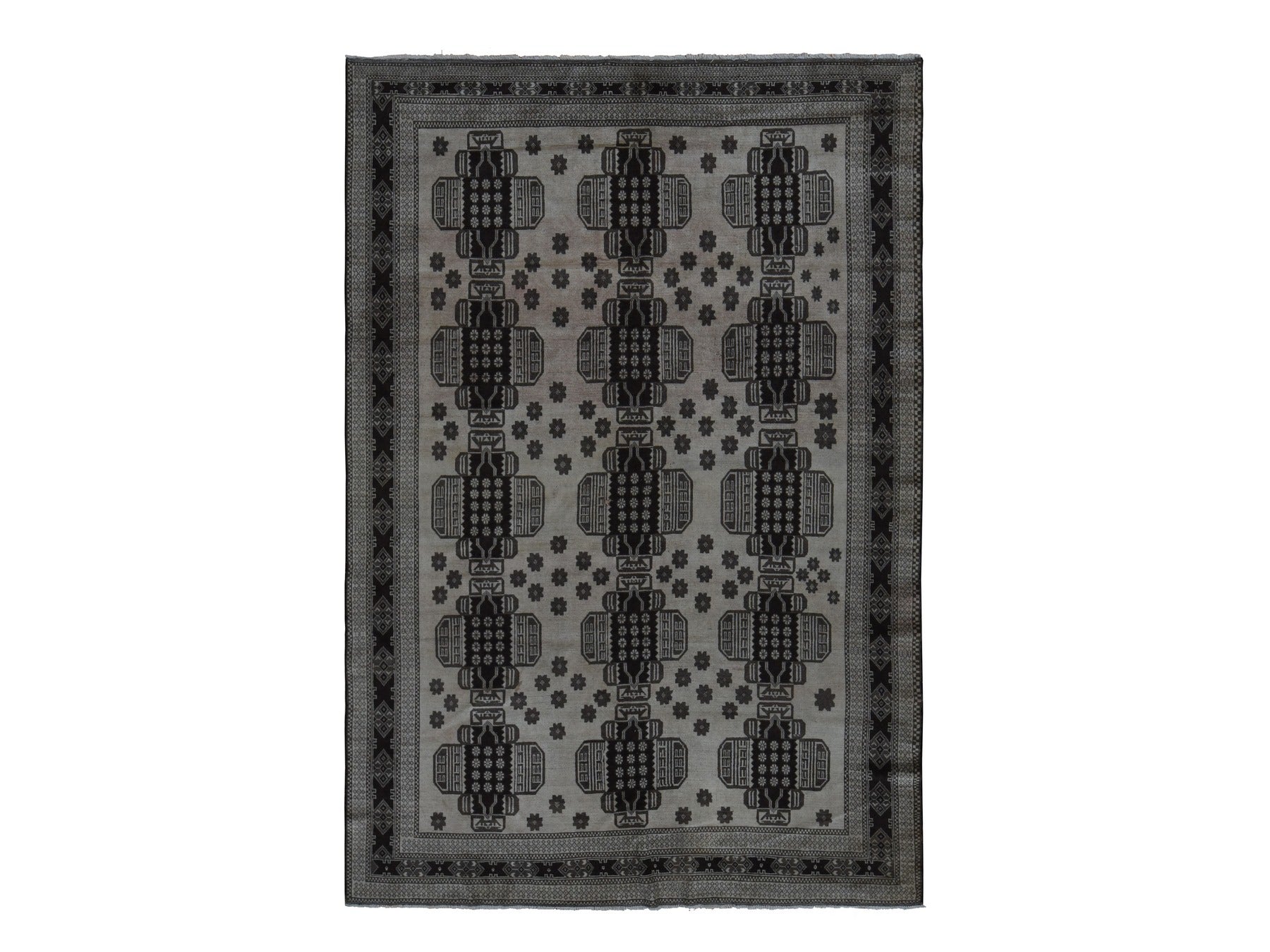 Baluch Tribal & Geometric hand-knotted wool rug in Brown, 6'7" x 9'6" — SKU O078002