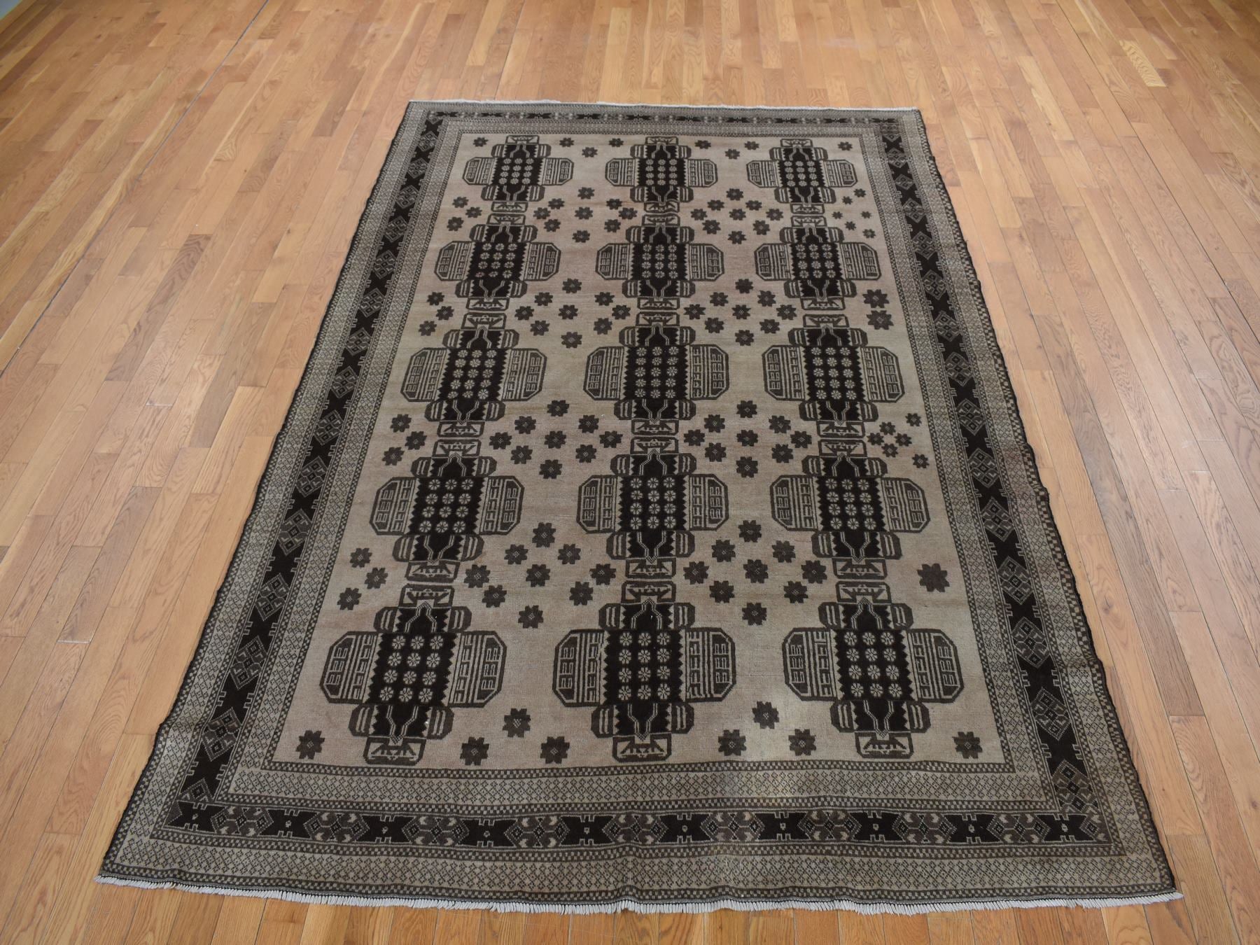 Baluch Tribal & Geometric hand-knotted wool rug in Brown, 6'7" x 9'6" — SKU O078002 (view 2)