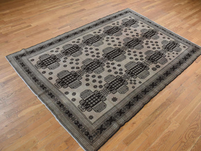 Brown 6'7" x 9'6" Tribal Hand knotted Wool Rug - Sku: O078002