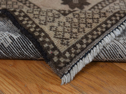 Brown 6'7" x 9'6" Tribal Hand knotted Wool Rug - Sku: O078002