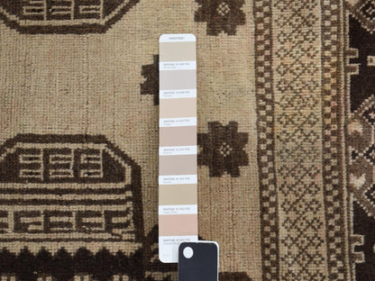 Brown 6'7" x 9'6" Tribal Hand knotted Wool Rug - Sku: O078002