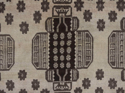 Brown 6'7" x 9'6" Tribal Hand knotted Wool Rug - Sku: O078002