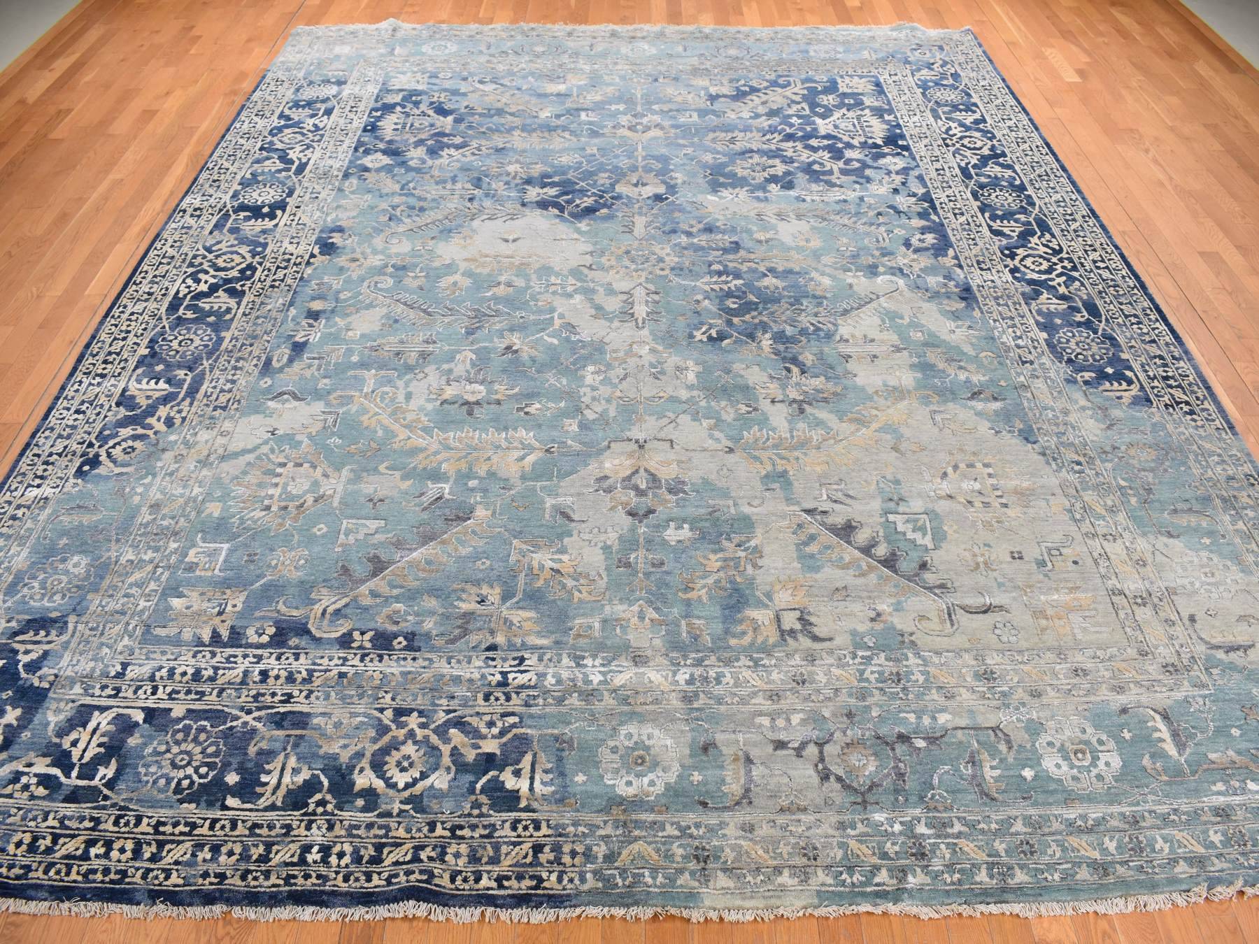 Heriz Transitional hand-knotted wool rug in Blue, 11'8" x 14'8" — SKU O078006 (view 2)