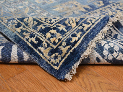 Blue 11'8" x 14'8" Transitional Hand knotted Wool Rug - Sku: O078006