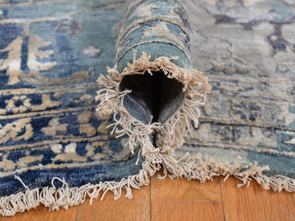 Blue 11'8" x 14'8" Transitional Hand knotted Wool Rug - Sku: O078006