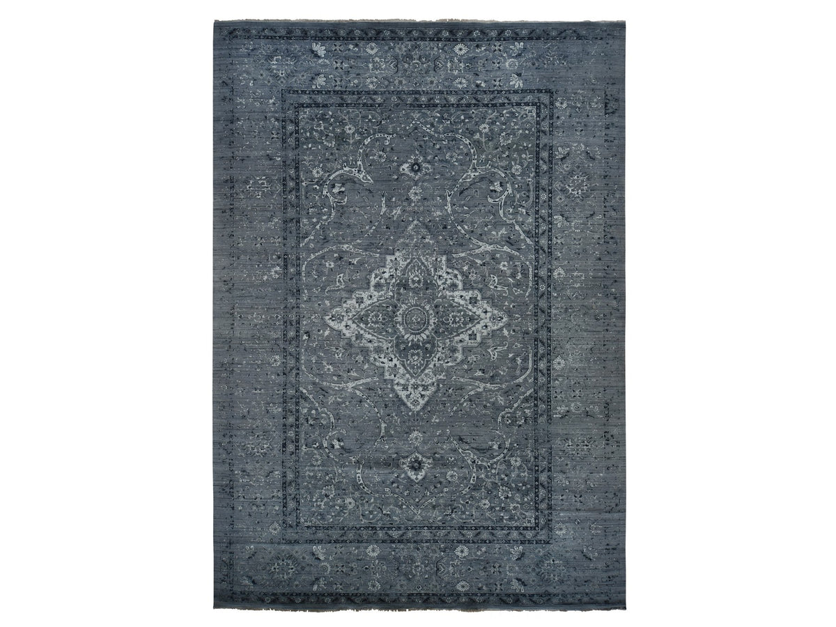 Transitional hand-knotted wool rug in Gray, 12'1" x 17'7" — SKU O078008
