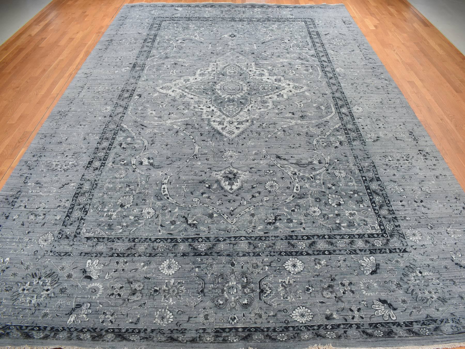 Transitional hand-knotted wool rug in Gray, 12'1" x 17'7" — SKU O078008 (view 2)
