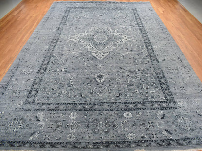 Transitional hand-knotted wool rug in Gray, 12'1" x 17'7" — SKU O078008 (view 2)