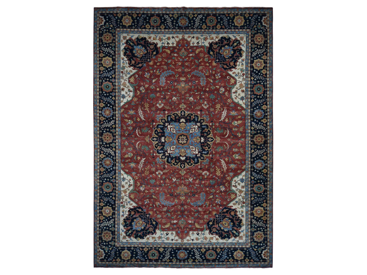 Heriz Heriz hand-knotted wool rug in Red & Blue, 12' x 17'8" — SKU O078009