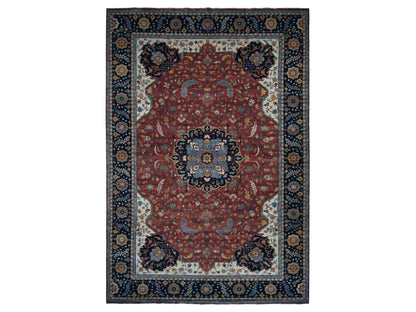 Heriz Heriz hand-knotted wool rug in Red & Blue, 12' x 17'8" — SKU O078009