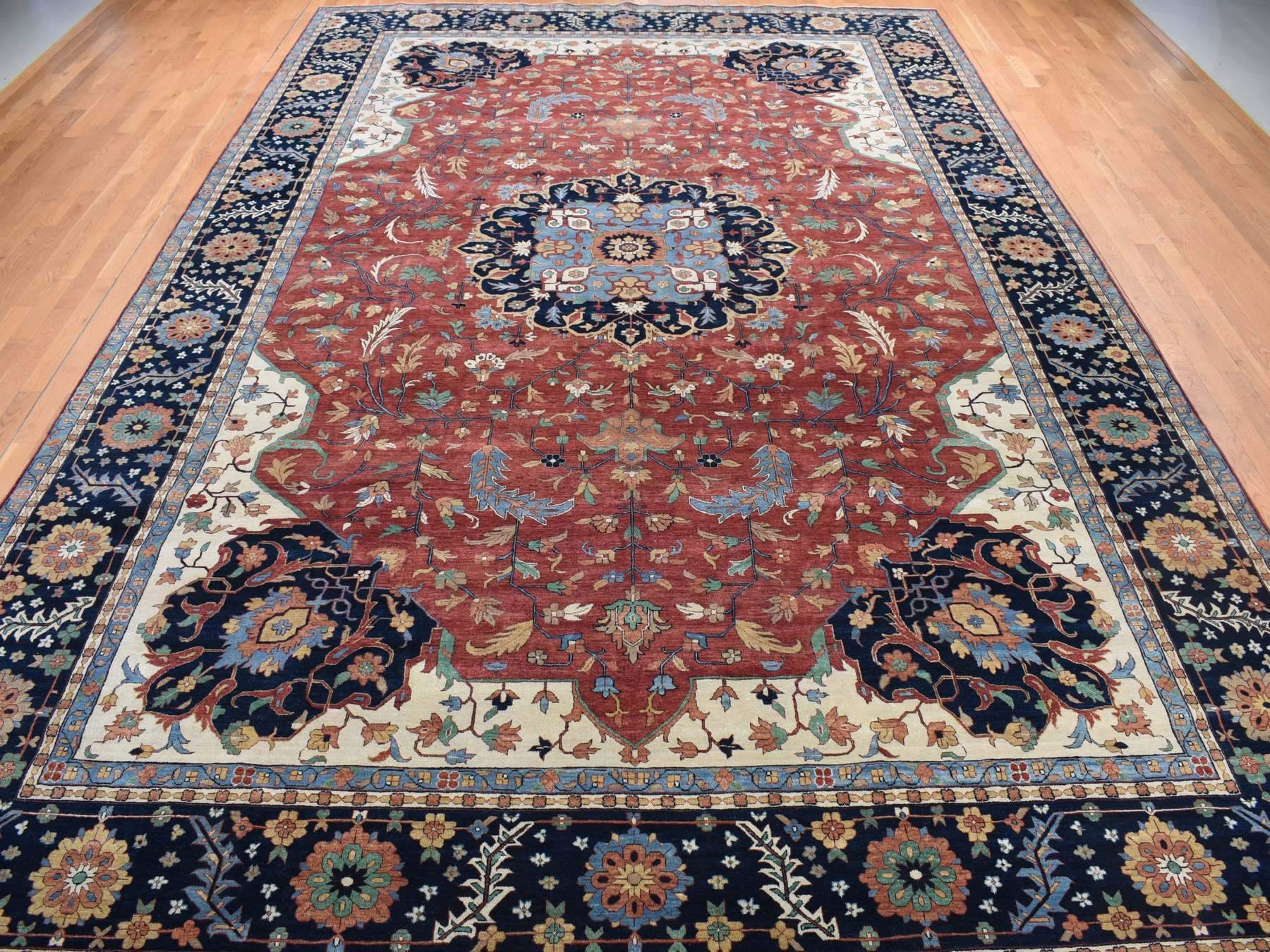 Heriz Heriz hand-knotted wool rug in Red & Blue, 12' x 17'8" — SKU O078009 (view 2)