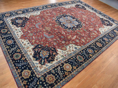 Heriz Heriz hand-knotted wool rug in Red & Blue, 12' x 17'8" — SKU O078009 (view 3)