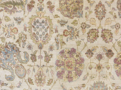 Tabriz Fine Oriental hand-knotted wool rug in Ivory & Red, 11'5" x 14'9" — SKU O078011 (view 8)