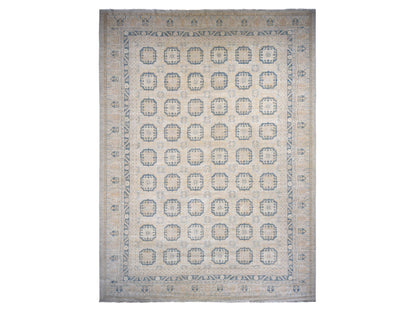 Ivory 13'0" x 17'7" Oushak And Peshawar Hand knotted Wool Rug - Sku: O078012