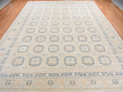 Ivory 13'0" x 17'7" Oushak And Peshawar Hand knotted Wool Rug - Sku: O078012