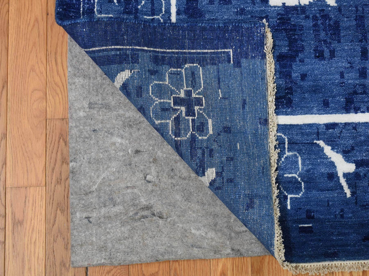 Tabriz Transitional hand-knotted wool/silk rug in Blue, 12'2" x 18'3", SKU O078014