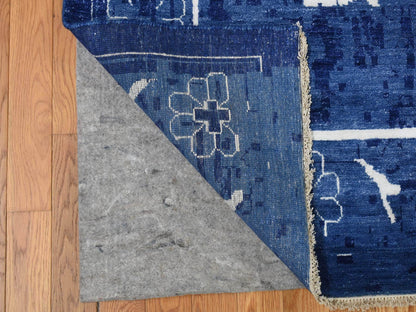 Tabriz Transitional hand-knotted wool/silk rug in Blue, 12'2" x 18'3", SKU O078014