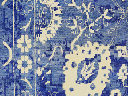 Tabriz Transitional hand-knotted wool/silk rug in Blue, 12'2" x 18'3", SKU O078014