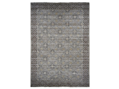 Grey 11'10" x 18'6" Transitional Hand knotted Wool/Silk Rug - Sku: O078016